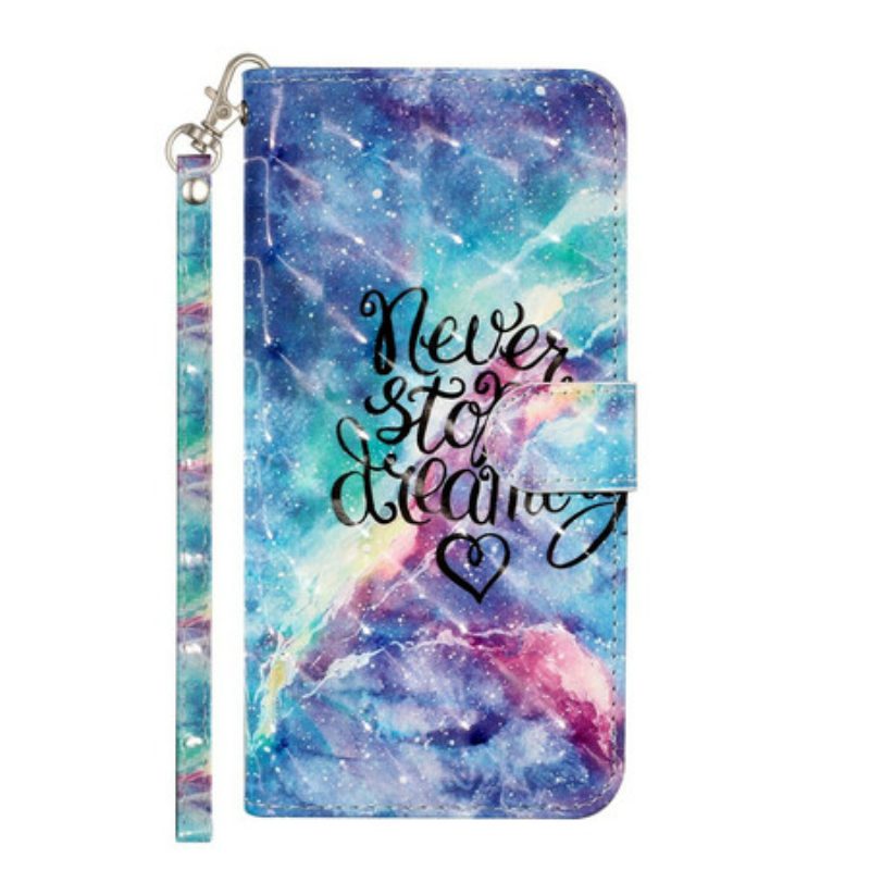 Leren Hoesje voor Samsung Galaxy S21 5G Stop Nooit Met Lanyard