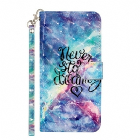 Leren Hoesje voor Samsung Galaxy S21 5G Stop Nooit Met Lanyard