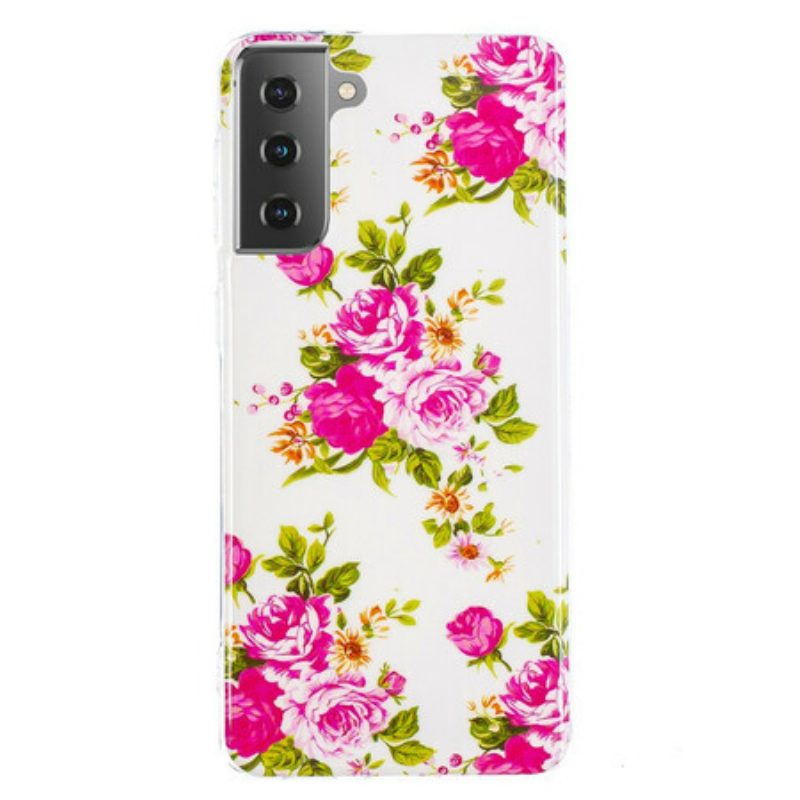 Telefoonhoesje voor Samsung Galaxy S21 5G Fluorescerende Vrijheidsbloemen