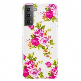 Telefoonhoesje voor Samsung Galaxy S21 5G Fluorescerende Vrijheidsbloemen