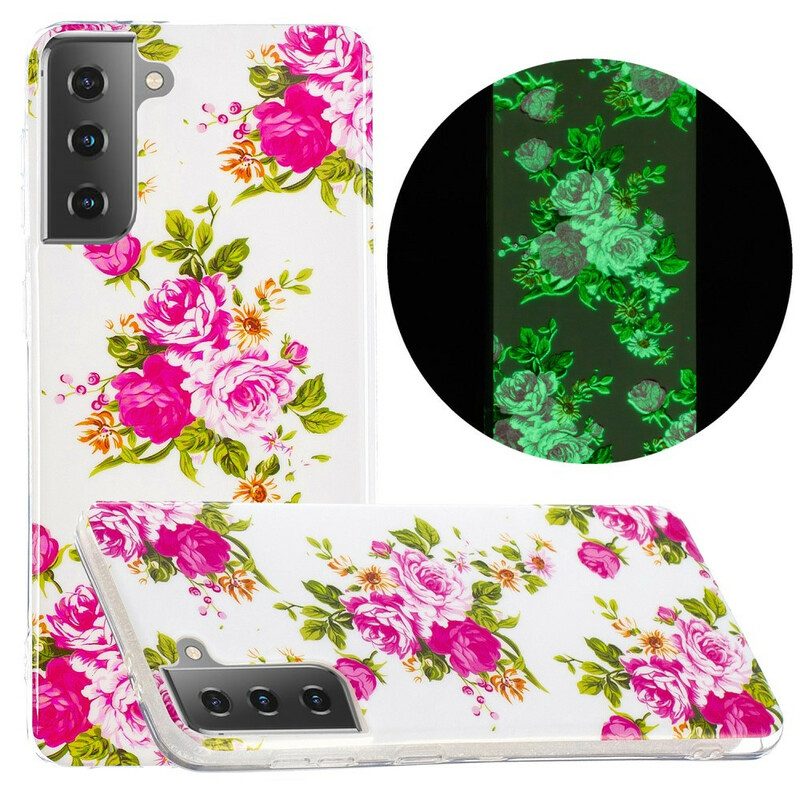 Telefoonhoesje voor Samsung Galaxy S21 5G Fluorescerende Vrijheidsbloemen