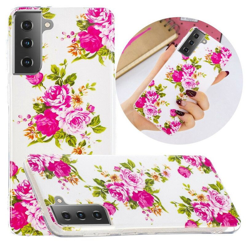 Telefoonhoesje voor Samsung Galaxy S21 5G Fluorescerende Vrijheidsbloemen