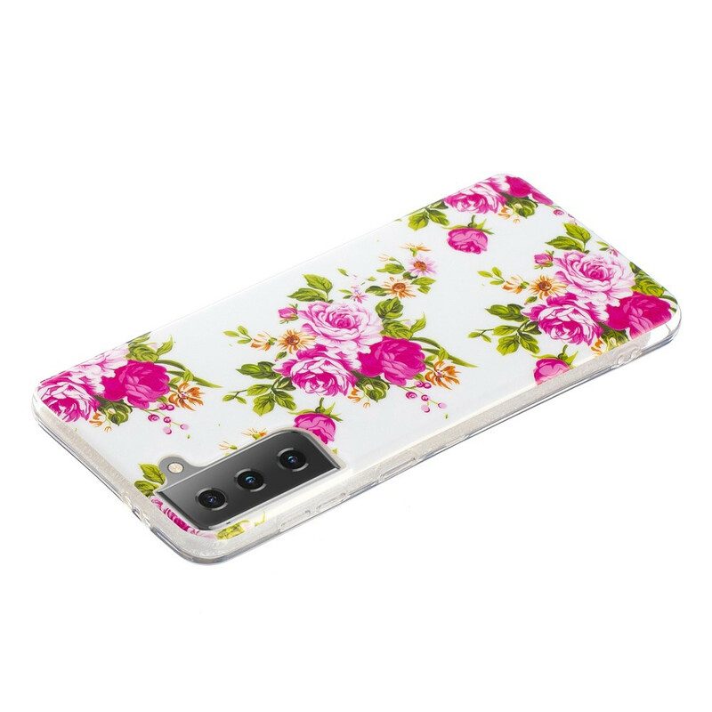 Telefoonhoesje voor Samsung Galaxy S21 5G Fluorescerende Vrijheidsbloemen