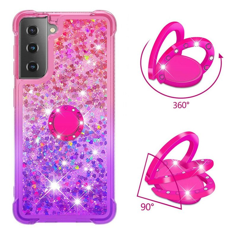 Telefoonhoesje voor Samsung Galaxy S21 5G Glitter Ringbeugel