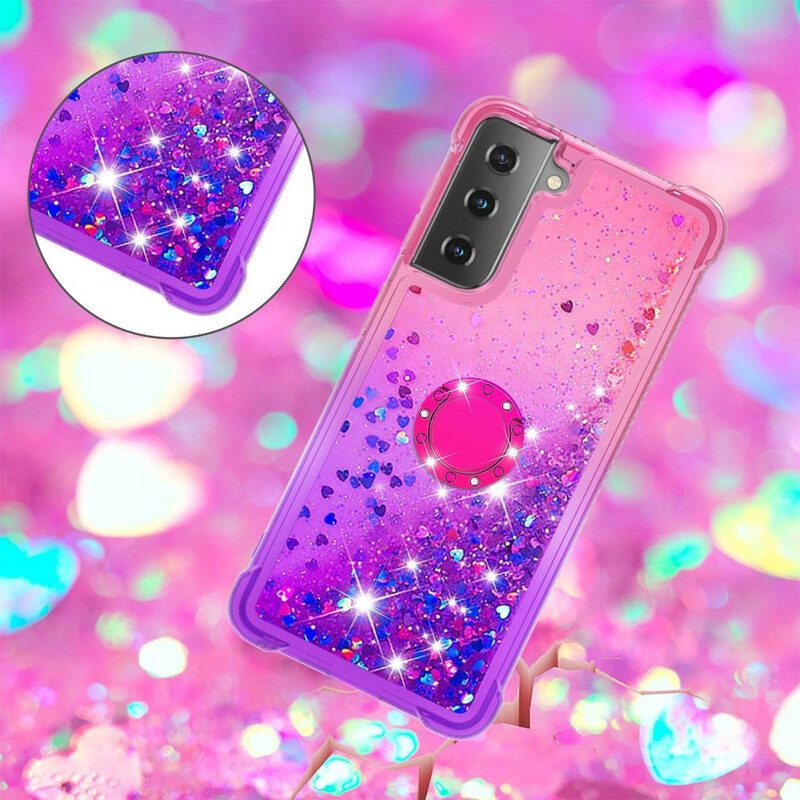 Telefoonhoesje voor Samsung Galaxy S21 5G Glitter Ringbeugel