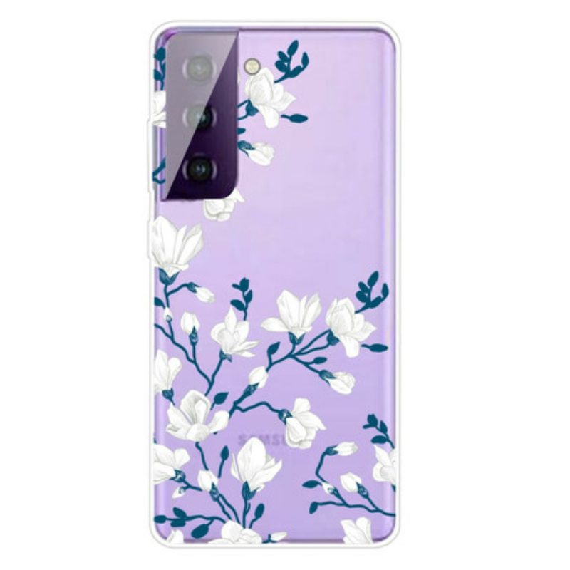 Telefoonhoesje voor Samsung Galaxy S21 5G Witte Bloemen