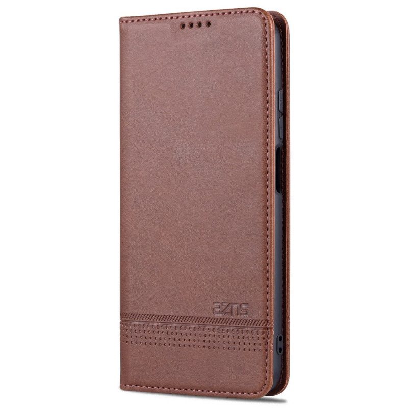 Bescherming Hoesje voor Poco M4 Pro 5G Folio-hoesje Azns Leerstyling