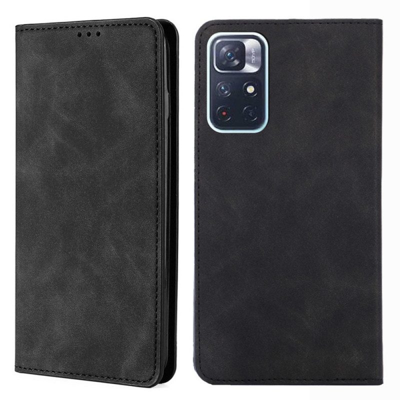 Bescherming Hoesje voor Poco M4 Pro 5G Folio-hoesje Skin-touch Leereffect