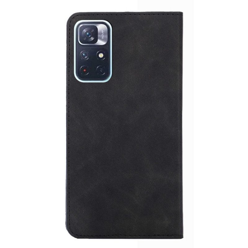 Bescherming Hoesje voor Poco M4 Pro 5G Folio-hoesje Skin-touch Leereffect