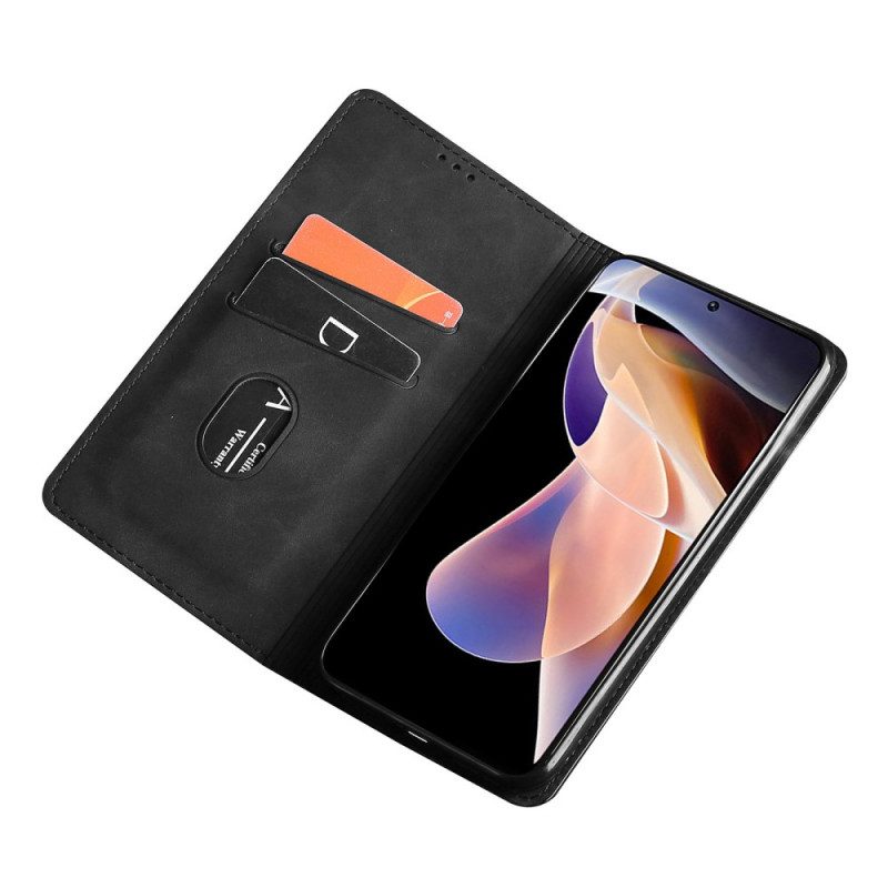 Bescherming Hoesje voor Poco M4 Pro 5G Folio-hoesje Skin-touch Leereffect