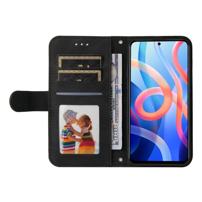 Flip Case voor Poco M4 Pro 5G Klinknagel En Riem Van Imitatieleer