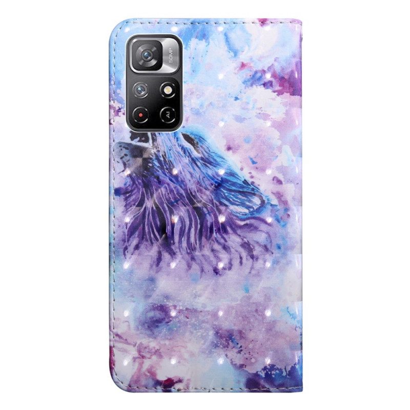 Folio-hoesje voor Poco M4 Pro 5G Aquarel Wolf