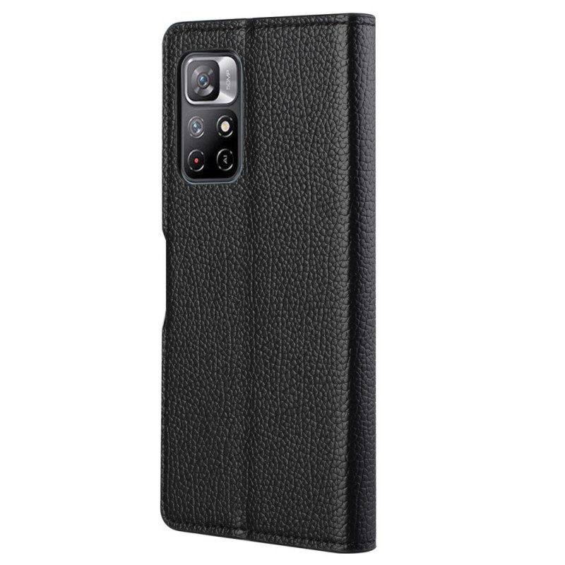 Folio-hoesje voor Poco M4 Pro 5G Litchi-nerf Leereffect