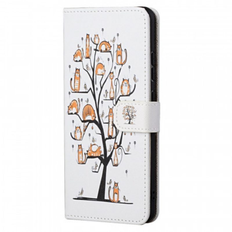 Folio-hoesje voor Poco M4 Pro 5G Met Ketting Funky Cats Met Riem