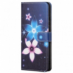 Folio-hoesje voor Poco M4 Pro 5G Met Ketting Maanband Bloemen