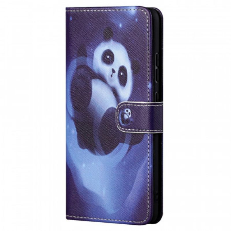 Folio-hoesje voor Poco M4 Pro 5G Met Ketting Panda Space Met Sleutelkoord