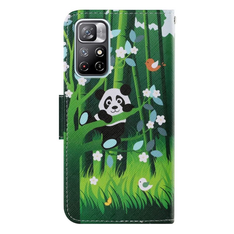 Folio-hoesje voor Poco M4 Pro 5G Panda Wandeling