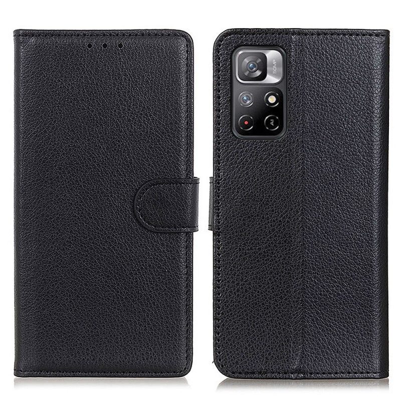 Folio-hoesje voor Poco M4 Pro 5G Premium Litchi-leereffect