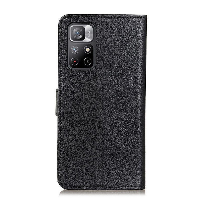 Folio-hoesje voor Poco M4 Pro 5G Premium Litchi-leereffect