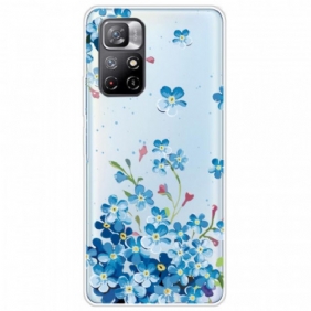 Hoesje voor Poco M4 Pro 5G Boeket Van Blauwe Bloemen