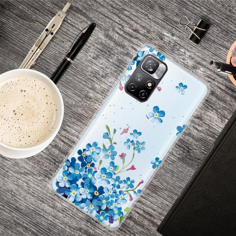 Hoesje voor Poco M4 Pro 5G Boeket Van Blauwe Bloemen