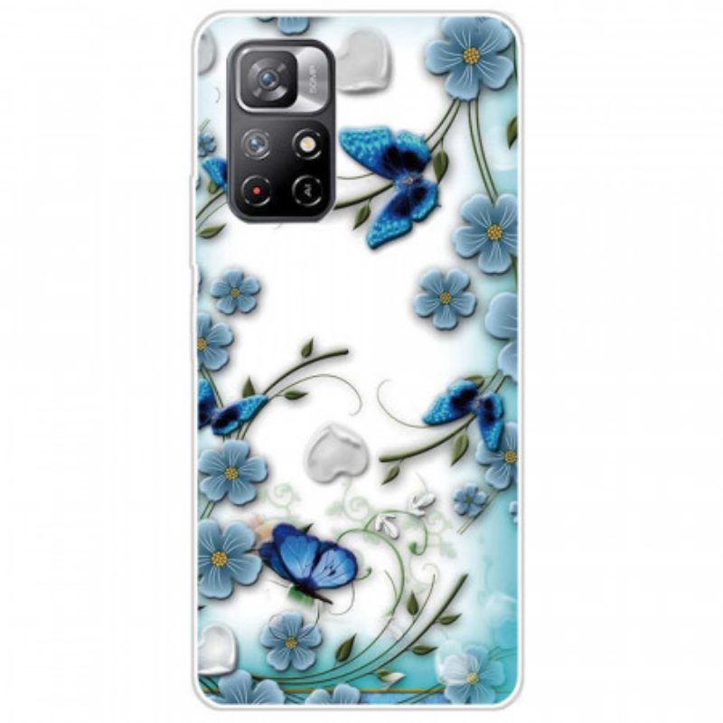 Hoesje voor Poco M4 Pro 5G Retro Vlinders En Bloemen