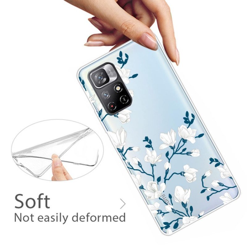 Hoesje voor Poco M4 Pro 5G Witte Bloemen