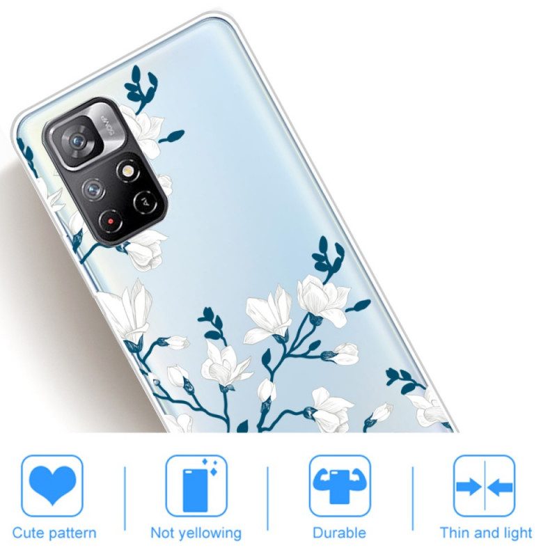 Hoesje voor Poco M4 Pro 5G Witte Bloemen