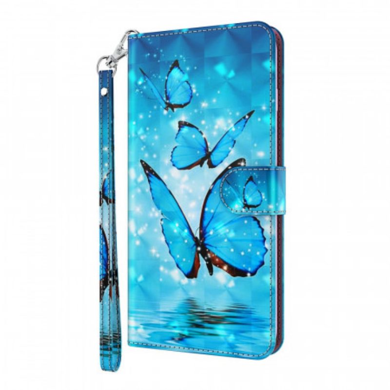 Leren Hoesje voor Poco M4 Pro 5G Blauwe Vlinders