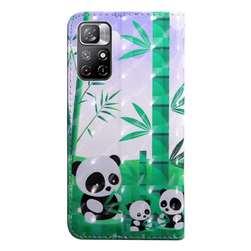 Leren Hoesje voor Poco M4 Pro 5G Lichtvlek Panda's