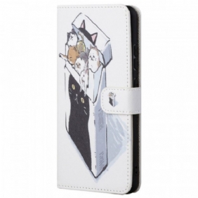 Leren Hoesje voor Poco M4 Pro 5G Met Ketting Levering Katten Met Strings