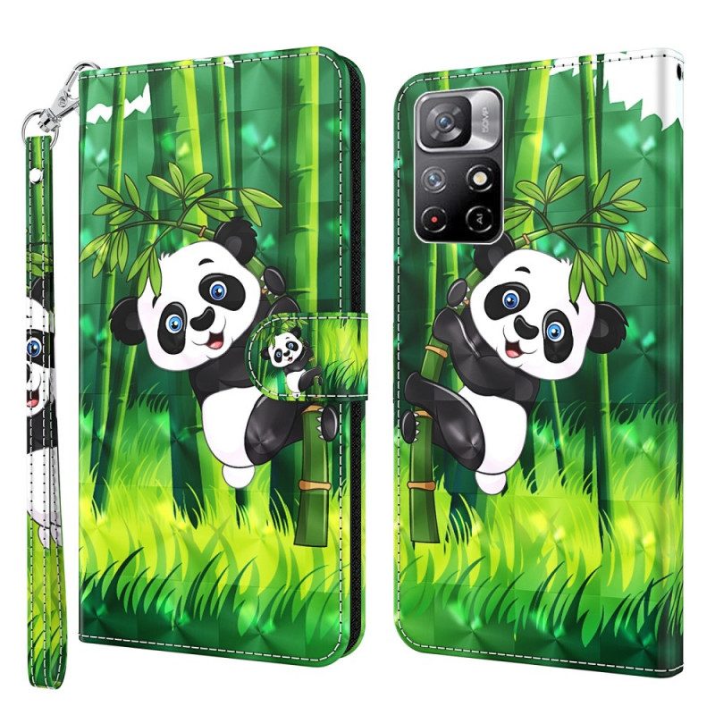 Leren Hoesje voor Poco M4 Pro 5G Panda En Bamboe