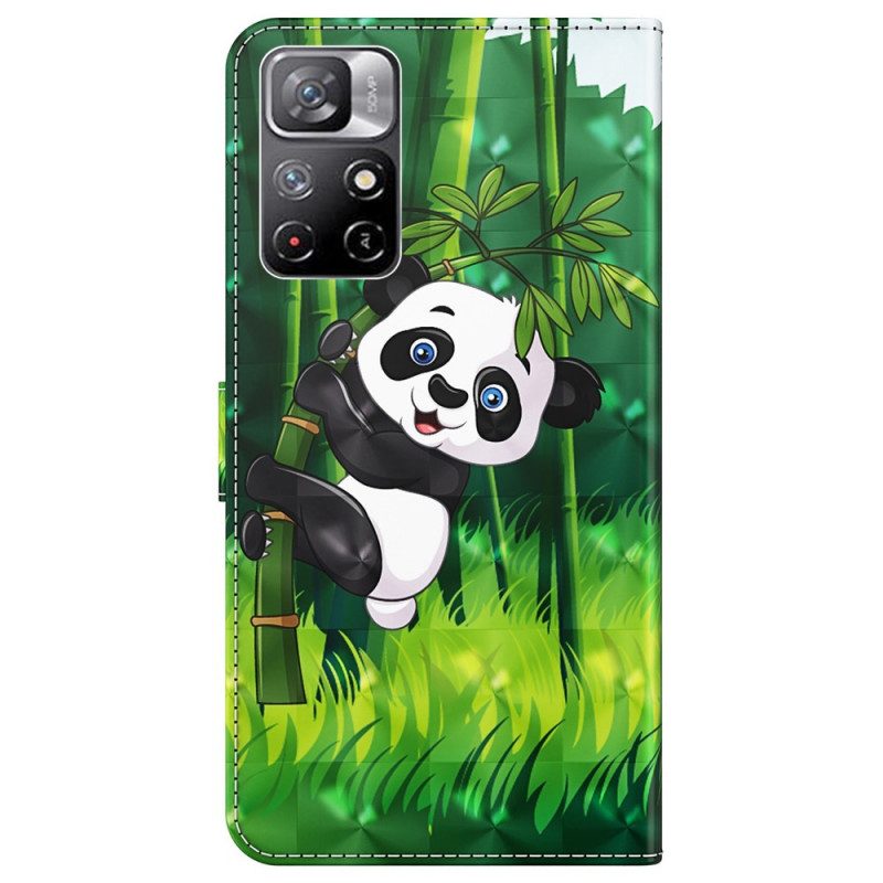 Leren Hoesje voor Poco M4 Pro 5G Panda En Bamboe