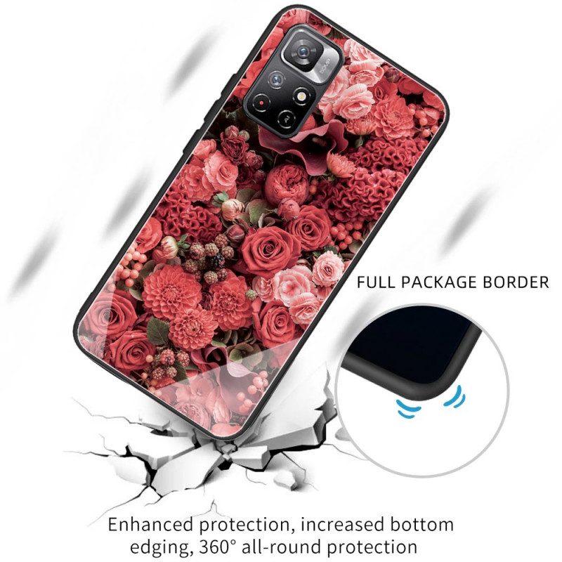 Telefoonhoesje voor Poco M4 Pro 5G Rose Bloemen Gehard Glas