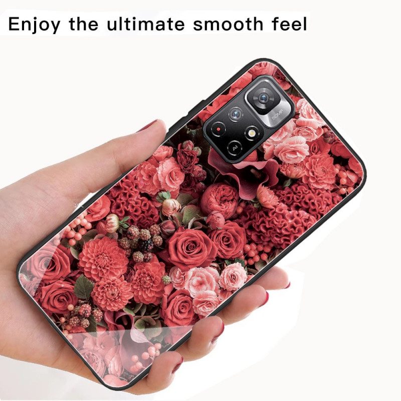 Telefoonhoesje voor Poco M4 Pro 5G Rose Bloemen Gehard Glas