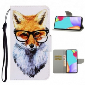 Flip Case voor Samsung Galaxy A52 4G / A52 5G / A52s 5G Met Ketting Brainy Fox Met Riem