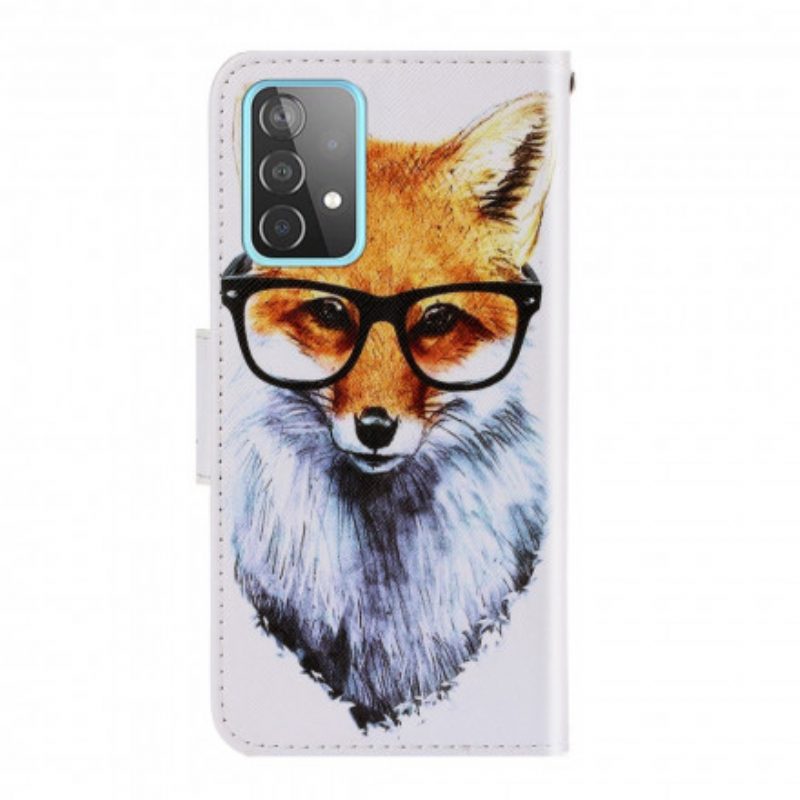 Flip Case voor Samsung Galaxy A52 4G / A52 5G / A52s 5G Met Ketting Brainy Fox Met Riem