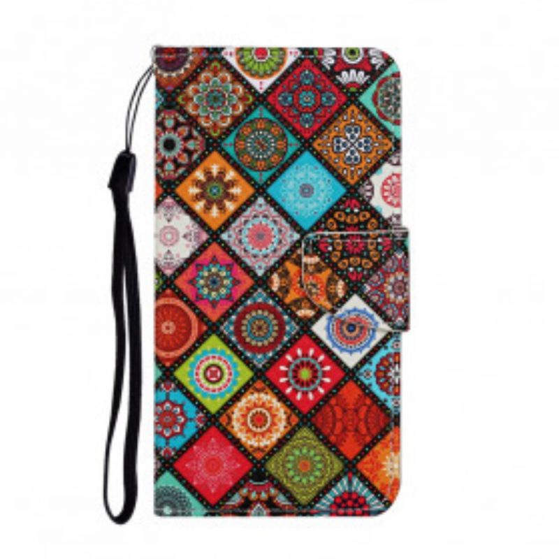 Folio-hoesje voor Samsung Galaxy A52 4G / A52 5G / A52s 5G Lappendeken Mandala's Met Lanyard