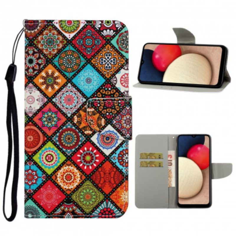 Folio-hoesje voor Samsung Galaxy A52 4G / A52 5G / A52s 5G Lappendeken Mandala's Met Lanyard