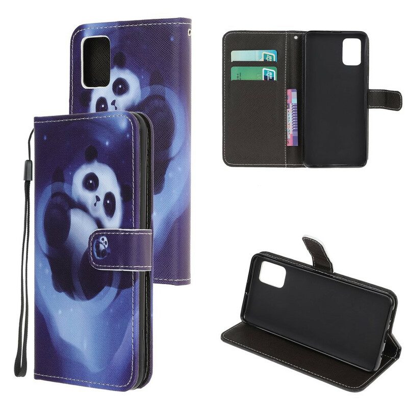 Folio-hoesje voor Samsung Galaxy A52 4G / A52 5G / A52s 5G Met Ketting Panda Space Met Sleutelkoord