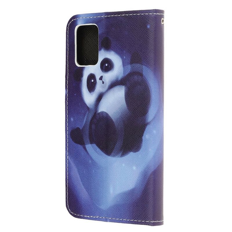 Folio-hoesje voor Samsung Galaxy A52 4G / A52 5G / A52s 5G Met Ketting Panda Space Met Sleutelkoord