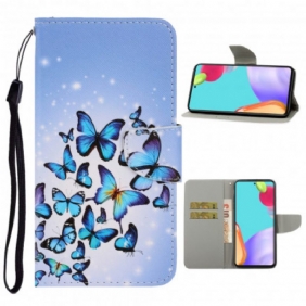 Folio-hoesje voor Samsung Galaxy A52 4G / A52 5G / A52s 5G Met Ketting Vlinderbandvariaties