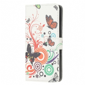 Folio-hoesje voor Samsung Galaxy A52 4G / A52 5G / A52s 5G Vlinders En Bloemen