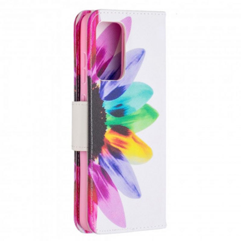 Folio-hoesje voor Samsung Galaxy A52 4G / A52 5G / A52s 5G Waterverf Bloem