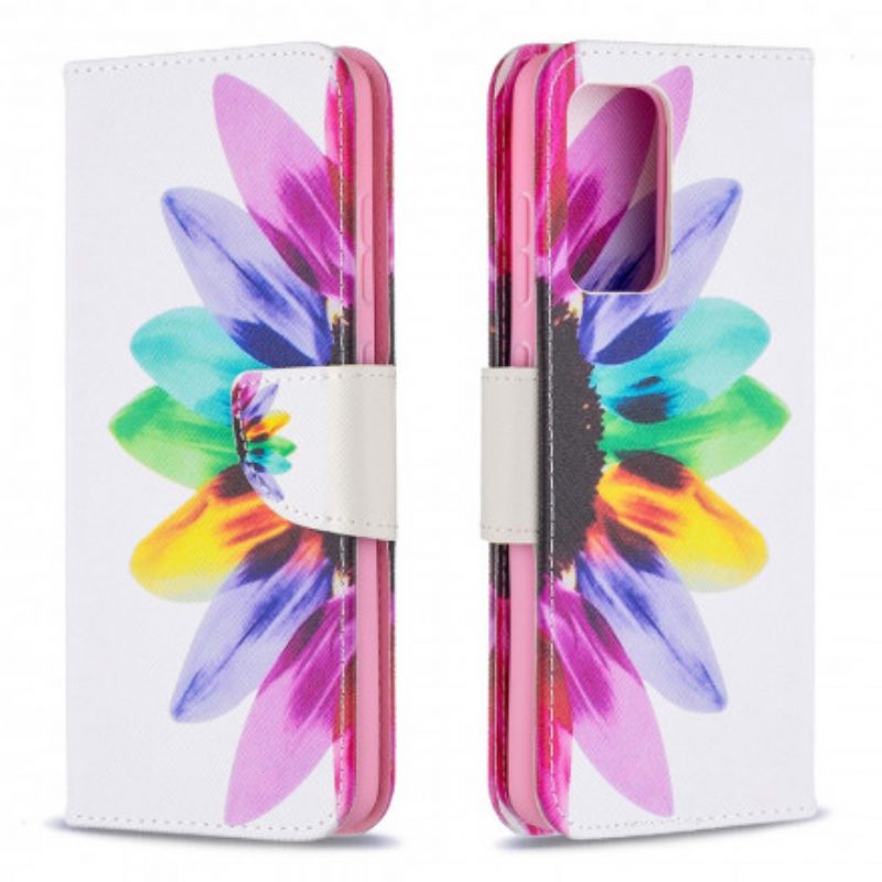 Folio-hoesje voor Samsung Galaxy A52 4G / A52 5G / A52s 5G Waterverf Bloem