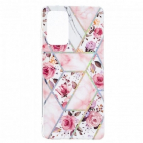 Hoesje voor Samsung Galaxy A52 4G / A52 5G / A52s 5G Gemarmerde Bloemen