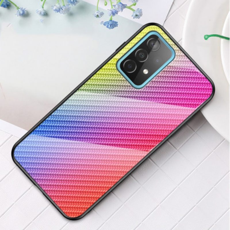 Hoesje voor Samsung Galaxy A52 4G / A52 5G / A52s 5G Koolstofvezel Gehard Glas