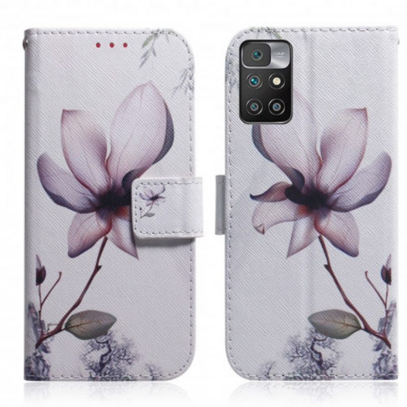 Folio-hoesje voor Xiaomi Redmi 10 Bloem Stoffig Roze