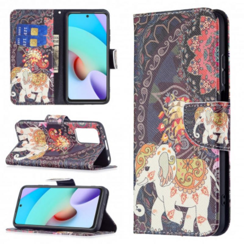 Folio-hoesje voor Xiaomi Redmi 10 Indische Olifanten