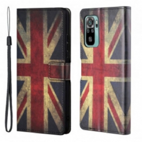 Folio-hoesje voor Xiaomi Redmi 10 Met Ketting Engelse Vlag Met Lanyard